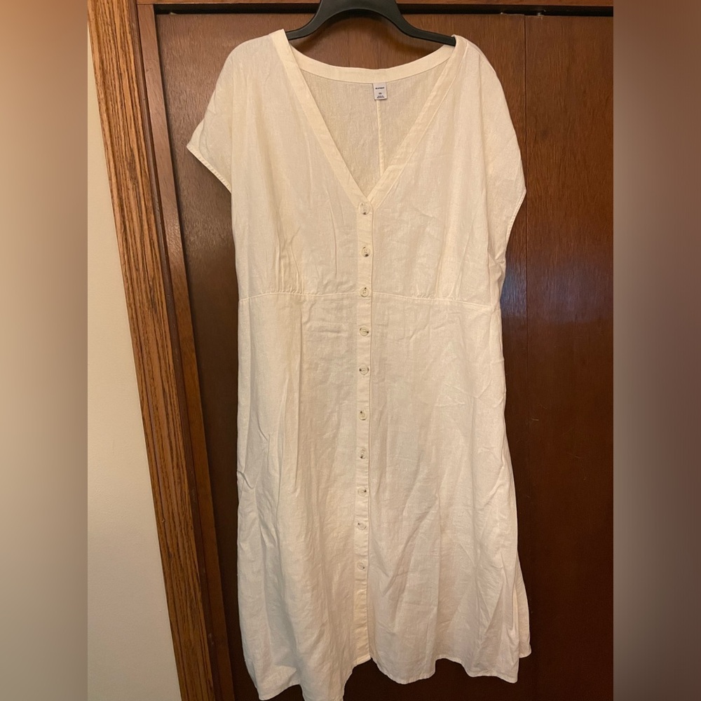 Linen blend cream dress